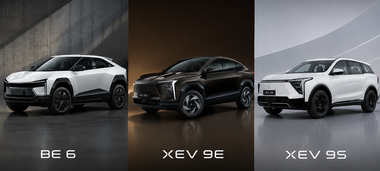 Mahindra electric SUVs comparison featuring BE 6, XEV 9e, and XEV 9S